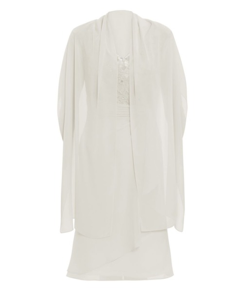 Gina Bacconi Womens Farrah Chiffon Dress With Lace Bodice - White - Size 22 UK