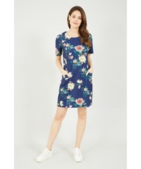 Yumi Womens Navy Oriental Blossom Print Tunic - Size 22 UK