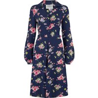 "Clarice" Long Sleeve Dress in Navy Mayflower Classic 1940s True Vintage Inspired Style