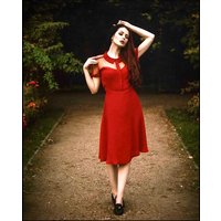 "Florance" Tea Dress in Red with matching Red Lace upper