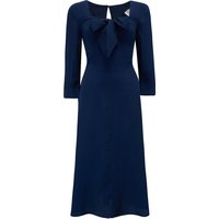 Joyce 1940s Day Dress in Navy Blue