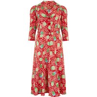 "Lisa" Tea Dress with 3/4 Length Sleeves in Slipper Atomic Satin Print