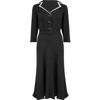 Long sleeve Lisa - Mae Dress in Black with contrast under collar