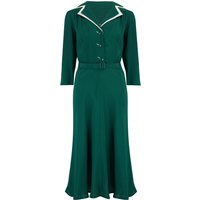 Long sleeve Lisa - Mae Dress in Green with contrast under collar