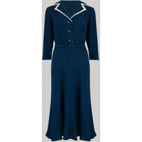 Long sleeve Lisa - Mae Dress in Navy with contrast under collar