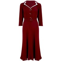 Long sleeve Lisa - Mae Dress in Wine with contrast under collar