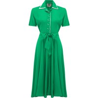 "Mae" Tea Dress in Apple Green with Cream Contrasts