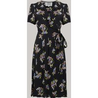"Peggy Ruffle" Wrap Dress In Black Floral