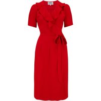"Peggy Ruffle" Wrap Dress In Lipstick Red