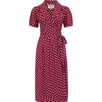"Peggy Wrap Dress In Wine With White Polkadot