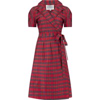 "Peggy" Wrap Dress in Red Taffeta Tartan