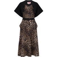The "Ayda" 2pc Dress & Detachable Shrug Bolero Set In Leopard & Black