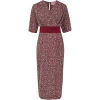 The “Evelyn" Wiggle Dress in Wine Ditzy Print