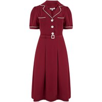 The "Kitty" Shirtwaister Dress in Wine with Contrast Ric-Rac