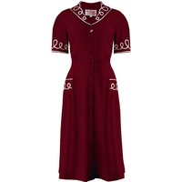 The "Loopy-Lou" Shirtwaister Dress in Wine with Contrast RicRac