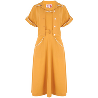The "Lucille" 2pc Sweetheart Dress & Bolero Set In Mustard & Ivory Contrast
