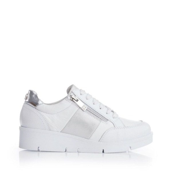 Moda In Pelle Ambient White - Silver Leather 37 Size: EU 37 / UK 4