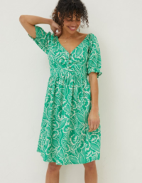 FatFace Aideen Linen Blend Leaf Dress