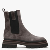 ALPE Allspice Grey Suede Elongated Chelsea Boots Size: 40