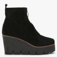 ALPE Hamal Black Suede Zip Front Wedge Ankle Boots Colour: Black Suede
