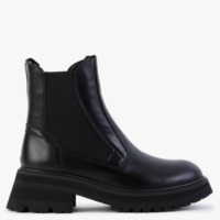 ALPE Taro Black Leather Combat Boots Colour: Black Leather