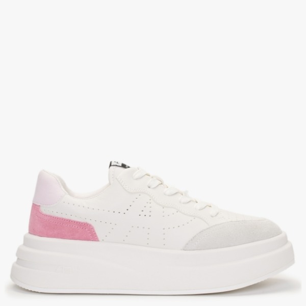 ASH Impuls Eco Off White Crystal Rose Leather Platform Trainers Size:
