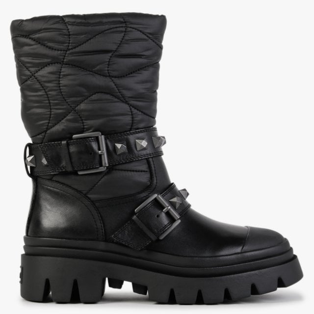ASH Polar Black Black Puffy Nylon Calf Boots Colour: Black Fabric
