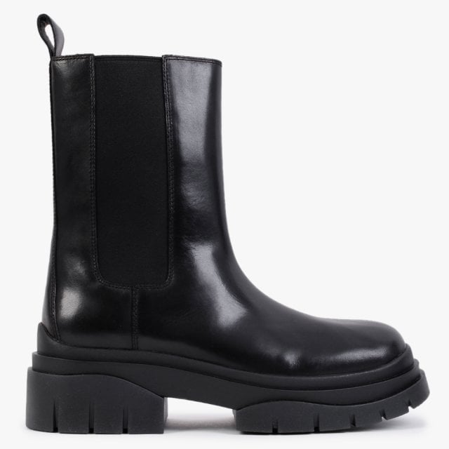 ASH Storm Black Leather Tall Chelsea Boots Colour: Black Leather