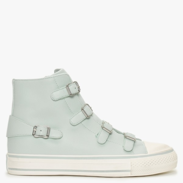 ASH Virgin Misty Blue Leather Buckled High Top Trainers Size: 40