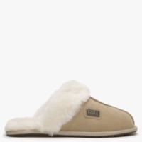 AUSTRALIA LUXE Sand Double-Face Sheepskin Closed Mule Slippers Size: X