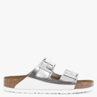BIRKENSTOCK Arizona Soft Foot-Bed Silver Two Bar Mules Size: 41