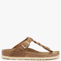 BIRKENSTOCK Gizeh Braided Narrow Cognac Oiled Leather Toe Post Sandals