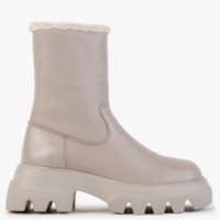 COPENHAGEN STUDIOS Beige Leather Chunky Ankle Boots Colour: Beige Leat