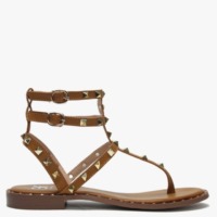 DF By DANIEL Cube Tan Square Studded Gladiator Sandals Size: 41
