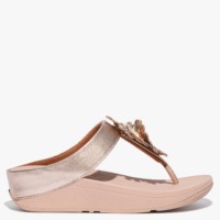 FITFLOP Fino Scallop Twist Rose Gold Leather Toe Post Sandals Size: 7
