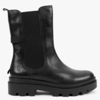 FLY LONDON Judy Black Leather Tall Chelsea Boots Colour: Black Leather
