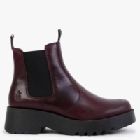FLY LONDON Medi Purple Leather Chunky Chelsea Boots Size: 41