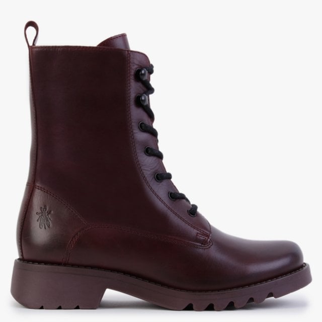 FLY LONDON Reid Purple Leather Calf Boots Size: 40