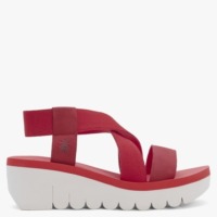 FLY LONDON Yabi Lipstick Red Leather Mid Wedge Sandals Size: 39