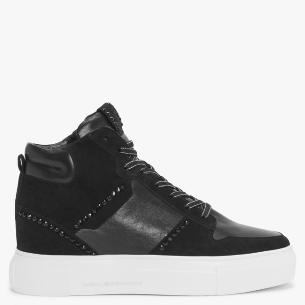KENNEL & SCHMENGER Champ Black Leather & Suede High Top Trainers Size: