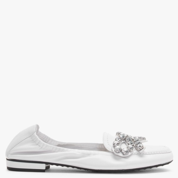KENNEL & SCHMENGER Malu Diamante Bow White Leather Pumps Size: 5