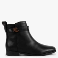 LAUREN RALPH LAUREN Briele Black Leather Ankle Boots Size: 4