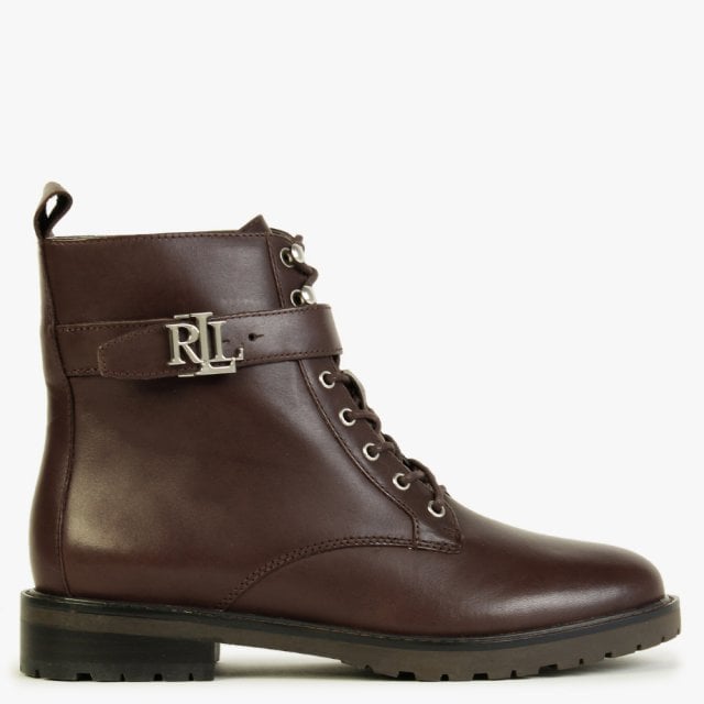 LAUREN RALPH LAUREN Elridge Brown Leather Ankle Boots Size: 6