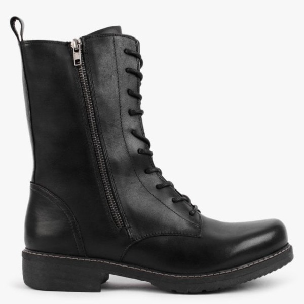 MANAS Black Leather Calf Boots Colour: Black Leather