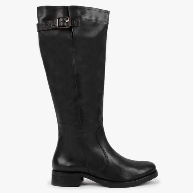 MANAS Black Leather Knee High Boots Colour: Black Leather