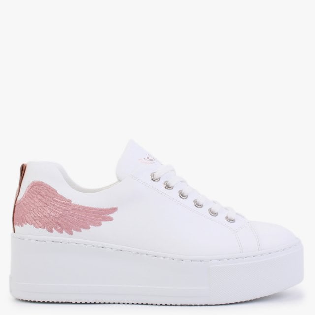 MARTE Angels Rise Pink Leather Flatform Trainers Size: 38