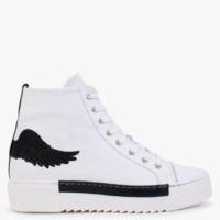 MARTE Angels White Leather Black Wing High Top Trainers Colour: Black