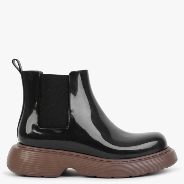 MELISSA Step Black Chelsea Boots Colour: Black Patent