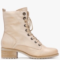 MODA IN PELLE Bezzie Cream Leather Block Heel Ankle Boots Size: 41