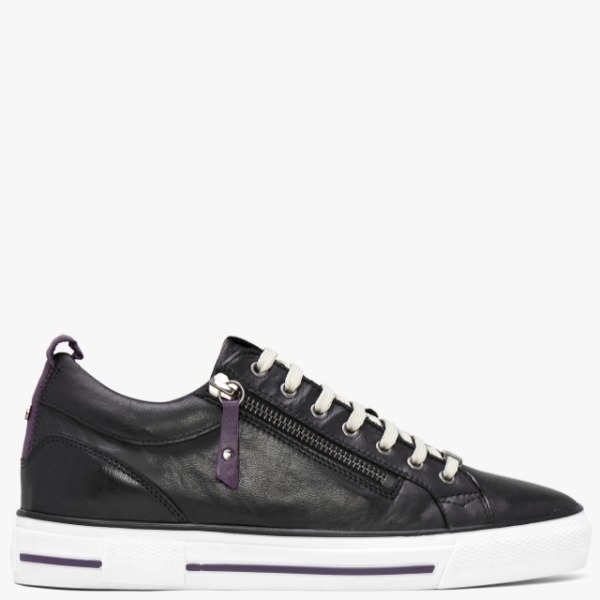 MODA IN PELLE Brayleigh Black Leather Trainers Colour: Black Leather